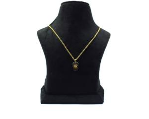 Hermosa piedra preciosa de ónix negro con colgante de collar de cadena de moda de forma ovalada hecha a mano chapada en oro de 18 quilates - Product Image 5