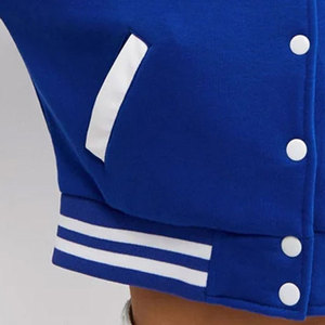 Veste de baseball personnalisée MARUF MFG CO pour femmes et hommes, manches en laine de haute qualité, couleur bleue, style Letterman, coupe-vent, écologique - Product Image 5