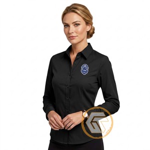 Chemise boutonnée sur mesure ODM pour femmes, pour la sororité Zeta Phi Beta, 100% coton, uniforme de bureau, coupe ample, logo personnalisé - Product Image 1