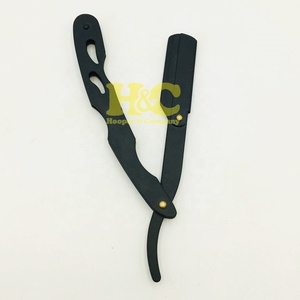 Navajas de Barbero Profesionales de Color Negro con Mango de Madera Completo, Cuchilla Intercambiable, Parte Superior de Acero Inoxidable, Se Acepta Logotipo Privado para Salón - Product Image 4