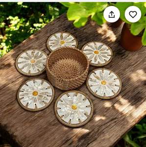 Sous-verre en rotin moderne très tendance avec support, taille/forme/couleur personnalisables, écologique et durable, de Quality Enterprises - Product Image 3