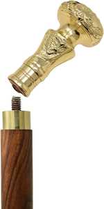 Bastón de madera de lujo con mango de latón tallado Bastón de madera portátil de 3 piezas para viajes para hombres y mujeres - Product Image 6