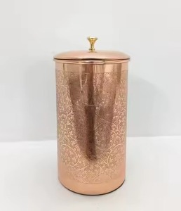 Cruche en cuivre pur de grande capacité de qualité d'exportation récipient à eau ayurvédique pour bureau, cuisine ou restaurant - Product Image 5