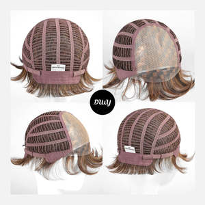 วิกผมสังเคราะห์ทรงพิกซี่สีน้ำตาล DWY Free Part พร้อมเชือกผูกด้านหน้าสีน้ำตาลอ่อนแบบโมโนเลซ - Product Image 5