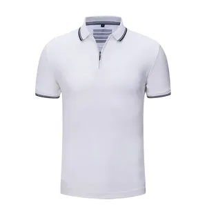 Jersey transpirable de diseño personalizado de alta calidad para polo con cremallera a rayas Colores de contraste y patrón sólido de logotipo - Product Image 5