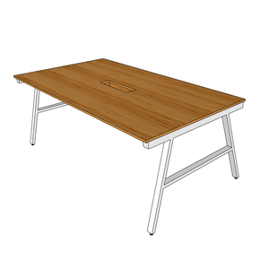 BFAB015-Solid Bamboo Meeting <b>Table</b> 200x100cm Luxury & Minimalist Design with <b>Adjustable</b> Iron <b>Legs</b> for Conference Room Hotel Use - Product Image 3