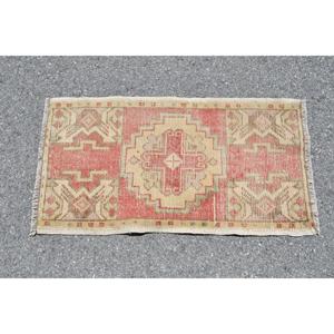 Turkish 1.6x3 ft Rug, Small Vintage Rug, <b>Red</b> Plants & trees <b>Wool</b> Rug - Product Image 3