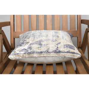 Luxury 14x14 Beige Wool Kantha Patchwork Pillow Woven with <b>Vintage</b> Fluffy Embroidered Print Design for <b>Bedding</b> or Sofa Use - Product Image 5