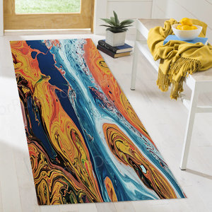 Orange And Blue Rug, Outdoor Rugs, <b>Cool</b> Rugs, Salon <b>Decor</b> Rugs,Nonwoven Thin Rug - Product Image 5