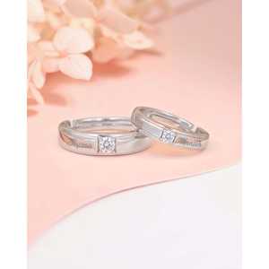 Bagues en diamant réglables en argent pur 925 pour couples Cadeau de bijoux de qualité supérieure - Product Image 2