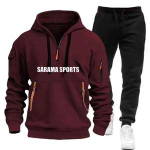 Ensemble de survêtement décontracté avec logo brodé personnalisé, design classique, 100% coton, respirant, taille élastique, doux et confortable, faible MOQ - Product Image 1