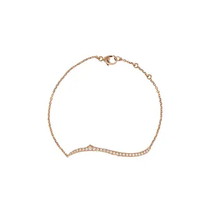 Pave Diamond Leaf Bar 18k Solid Gold Chain Bracelet Handmade Jewelry Manufacturer Factory