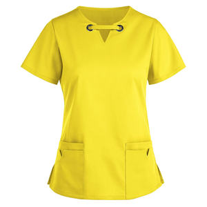 Precio de fábrica Uniforme de mujer Cuello en V Elegante Top Enfermera Logotipo personalizado Tamaños Médico Hospital Clínica Laboratorio Venta al por mayor Conjuntos de fregado - Product Image 6