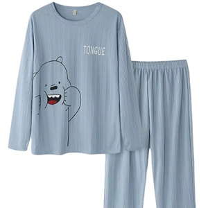 High Quality Customized <b>Women's</b> Summer Spring Elastic Waist <b>Pyjama</b> Sleepwear Knitted Cotton Printed Pattern Direct Manufacturer - Product Image 5