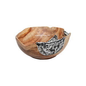 Bol en bois naturel fait à la main avec des ustensiles de cuisine décoratifs écologiques en aluminium pour la décoration intérieure - Product Image 1