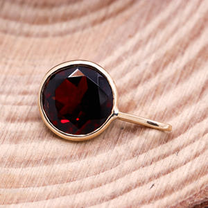 Venta al por mayor Natural de corte redondo rojo fuego granate piedra preciosa colgante hecho a mano 14K oro amarillo joyería para fiestas - Product Image 5