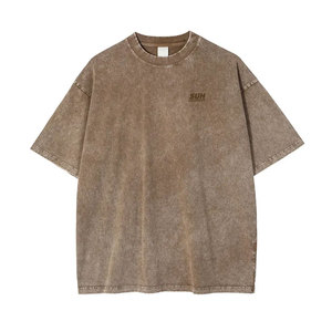 เสื้อยืดผู้ชายสีพื้นพิมพ์ลายแบบฟอกสี 100% ผ้าฝ้าย ทรงหลวม ระบายอากาศได้ดี แห้งเร็ว เป็นมิตรกับสิ่งแวดล้อม ปรับแต่งได้ ผลิตในปากีสถาน - Product Image 1