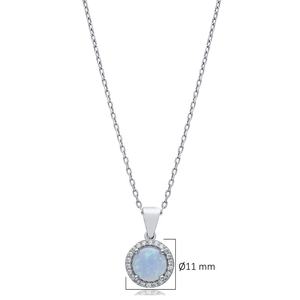 Round Design CZ Stone Light Blue 925 Sterling Silver Charm <b>Necklace</b> Wholesale Turkish Handmade Wholesale Fine Jewelry - Product Image 2