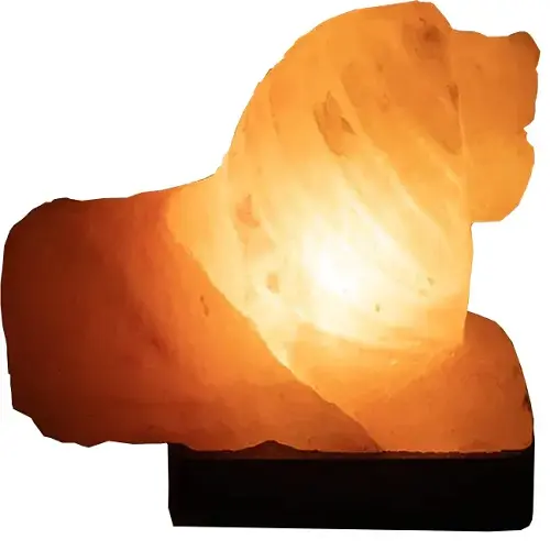 히말라야 소금 램프 사자 모양 100% 순수한 소금 나무 기초 장식 선물 에나멜 핀 도매 파키스탄에서 공기를 정화