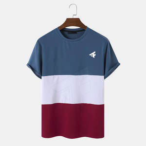 T-shirts à manches courtes en coton et polyester 100% pour hommes, conception de logo personnalisé, service OEM, vente en ligne à motifs solides - Product Image 1