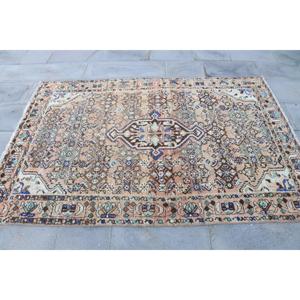 4.3x6.46 ft Turkish Rug, <b>Brown</b> Check Vintage Rug <b>Wool</b> - Product Image 4