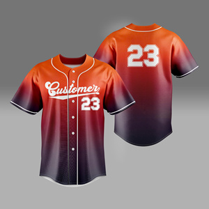 Camiseta de Béisbol Transpirable con Estampado Degradado Personalizado de Moda, Ropa Deportiva con Botones para Hombre, 100% Poliéster - Product Image 5