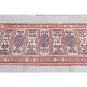 Alfombra Turca Vintage de 2.6x7.8 pies (80x239 cm), Alfombra de Lana Roja Kilim - Product Image 4