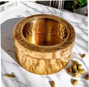 Gran oferta, tarro de almacenamiento de latón con bote de Metal resistente para granos de café, hierbas, diseño grabado disponible a precio de exportación - Product Image 2