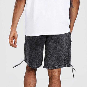 Pantalones cortos de algodón lavado para hombre, pantalones cortos de tabla de lavado ácido con estampado de hojaldre con cordón, ropa de calle, pantalones cortos transpirables para correr - Product Image 3