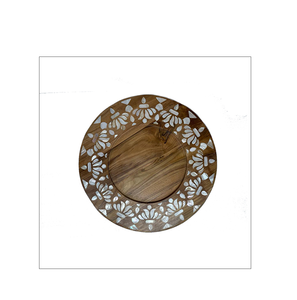 Bandeja de servicio de madera para chocolate incrustada, fabricación para forma redonda y aspecto, pieza de diseño y artesanía natural - Product Image 6