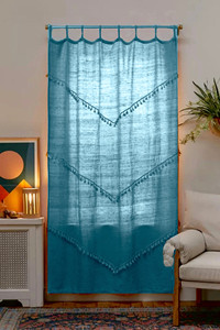Cortina de lujo para ventana y puerta, cortinas de tela de algodón con borlas, cortinas de sombreado a prueba de polvo para el hogar y el Hotel - Product Image 5