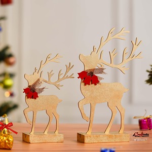 ของตกแต่งโต๊ะวัตถุรูปกวางเรนเดียร์หิมะเหมาะสำหรับตกแต่งภายในโต๊ะทำจากไม้พร้อมขาตั้งดีไซน์แนวตั้งของตกแต่งในประเทศ - Product Image 5
