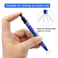 Pince à diamant à 4 griffes en acier inoxydable Outil de ramassage de perles avec attrape-billes pour la fabrication de bijoux corporels
