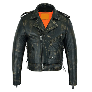 Chaqueta de moto de invierno personalizada de calidad superior para hombre Técnicas bordadas de cuello redondo de cuero de vaca Premium Procesamiento terminado - Product Image 1