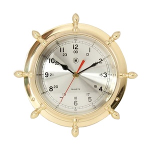 Horloge de roue de navires en laiton de conception de qualité supérieure technique de bois poli anti-ternissement fabriquée en inde pour le style nautique de l'école de bureau à domicile - Product Image 1