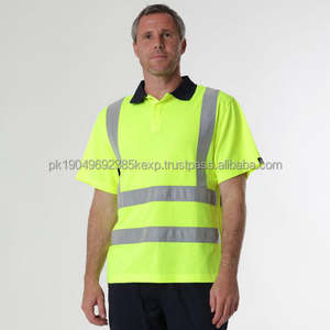 Camiseta de Trabajo de Algodón de Alta Visibilidad Reflex Hi Vis Comfort, Reflectante, de Seguridad, de Manga Corta, con Cuello de Alta Visibilidad para Hombre - Product Image 3