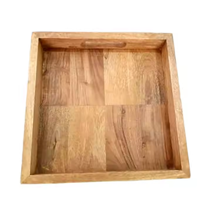 <b>Large</b> Size Modern Design Polished Rectangle Wood Serving <b>Tray</b> Easy to Clean Handmade with Decorative Hole Handle Crescent Crafts - Product Image 2