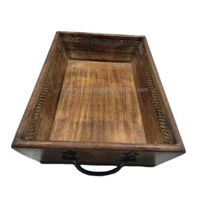 Bandeja de madera grande de diseño genuino con asa, nuevo diseño de fabricación, bandeja de madera para desayuno, bodas y fiestas, artesanía en madera - Product Image 2
