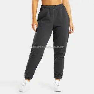 Pantaloni della tuta da allenamento da palestra per donna pesanti pantaloni della tuta elastici in pile di cotone pantaloni della tuta neri