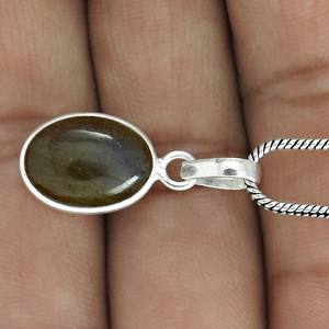 Pendentif en forme d'ovale en argent sterling 925 avec pierre précieuse de labradorite naturelle pour femme, homme, bijoux faits main, vente en gros, fournisseurs - Product Image 5