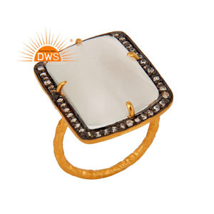 แหวนพลอยมูนสโตนสีขาว CZ และพลอยสีขาวดีไซน์ใหม่สำหรับเป็นของขวัญสำหรับผู้หญิง - Product Image 1