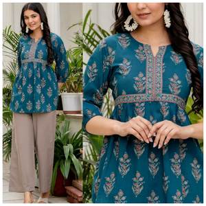 Colección de Lujo Ligera con Estampado Floral, Estilo TOP/Kurta Hecha a Mano, con Jegging, Ideal para Oficina y Uso Diario - Product Image 4