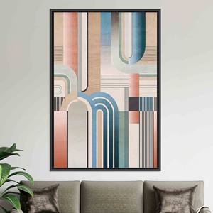 Impression sur verre trempé géométrique moderne : toile murale élégante, toile encadrée noire - Product Image 1