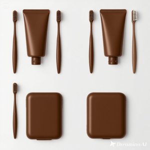 Elegante Kit de Cepillo de Dientes para Hotel Marrón | Juego de Cuidado Bucal Minimalista con Pasta de Dientes y Estuche de Viaje 50 Caja - Product Image 2