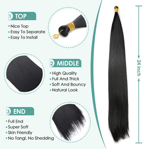 Extensiones de Cabello Sintético Trenzado en Caja, Suaves y Sedosas, de 24 y 28 Pulgadas, Cabello Liso para Mujer - Product Image 3