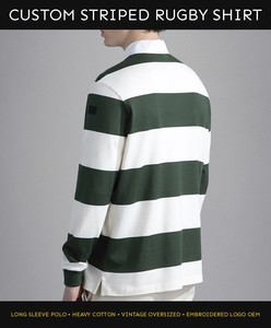 Camiseta de Rugby a Rayas Personalizada para Hombre, Manga Larga, Tejido Jersey 100% Algodón, Estilo Vintage, Logotipo Bordado, OEM - Product Image 1