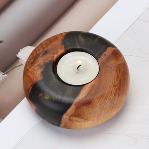 Bougeoir moderne en bois et résine Bougeoir artistique pour la décoration intérieure Cadeau de Noël unique pour remercier donner - Product Image 2