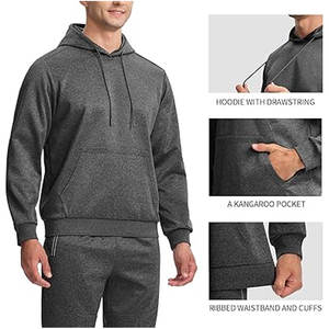 Survêtement pour homme 2 pièces sweat à capuche athlétique jogging survêtements pour homme décontracté sport manches longues pull ensemble - Product Image 3