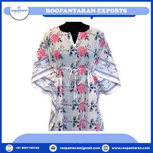 <b>Kaftans</b> for Women Comfortable Luxury Long Size Hand Block Printed Soft Cotton Voile <b>Kaftan</b> Nightwear for Sale - Product Image 4