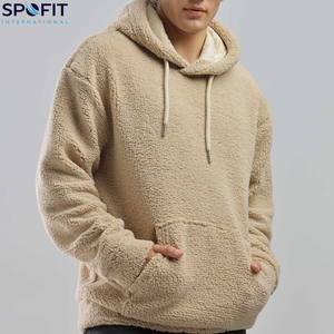 Professional Custom Manufacturers Sherpa Fluffy Fleece <b>Hoodies</b> Thick Warm Winter Heavyweight <b>Fur</b> Lined Embroidered 100% Cotton - Product Image 4